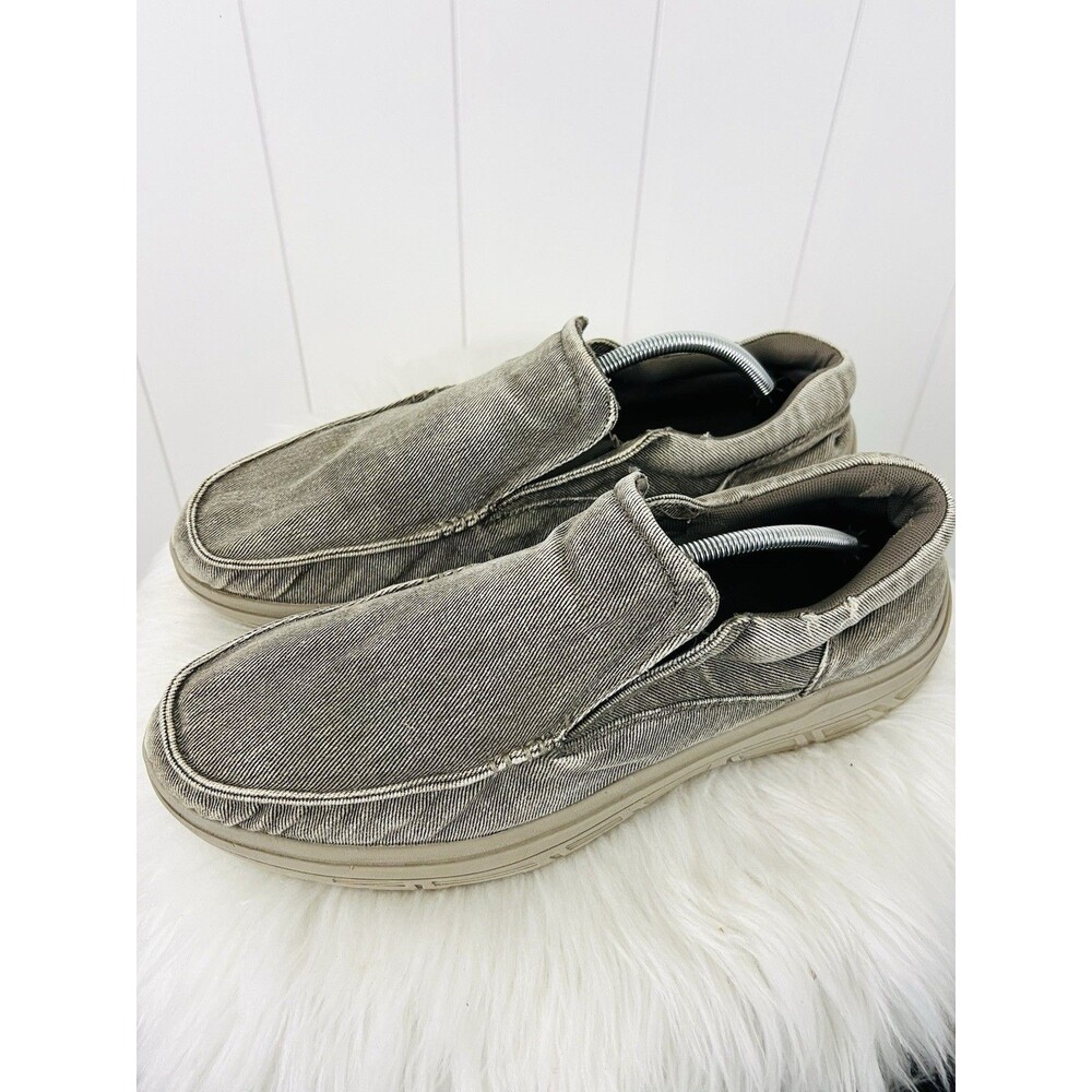 Skechers Relaxed Fit Creston Moseco Gray Canvas Casual Slip-On Loafers Mens 13